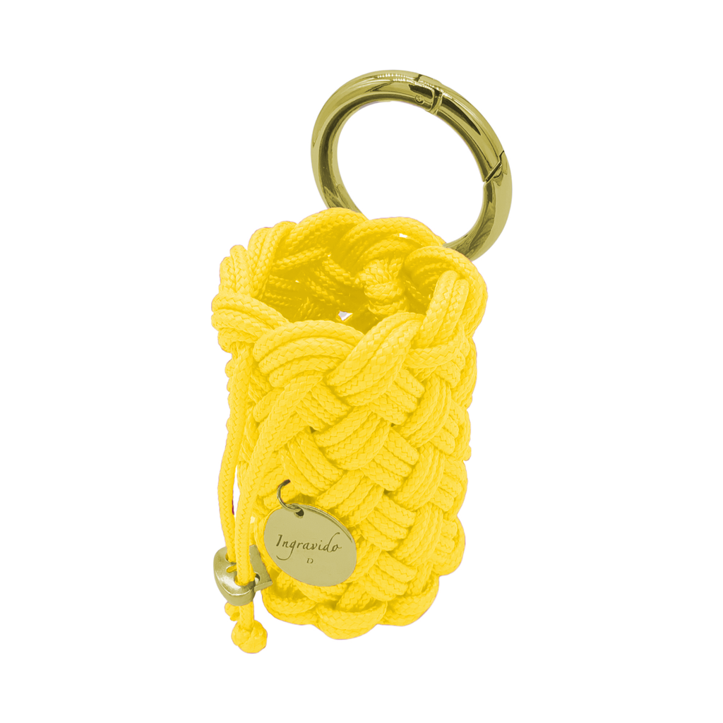 002 gelb gold Leckerlilbeutel Belohnung Hund  handmade handgemacht paracord geflochten leicht vegan ingravido hanstedt online shop fuer Hundezubehoer