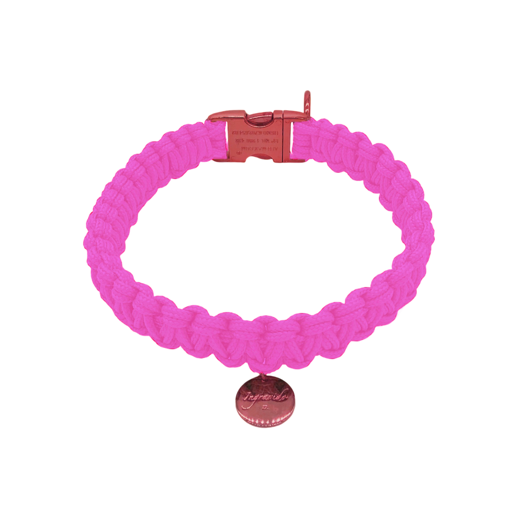 007 rosa pink rosegold stabil Halsband  handmade handgemacht paracord kreuzknoten vegan ingravido hanstedt online shop fuer Hundezubehoer Hundeladen